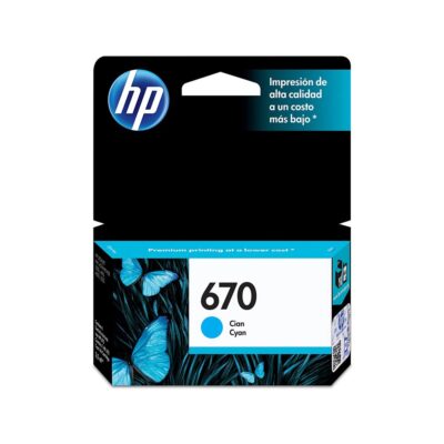 Cartucho de tinta HP 670 (CZ114AL) – Cian/Cyan