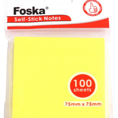 Notas de papel autoadhesivo FOSKA 4cm x 5cm  100h. Amarillo